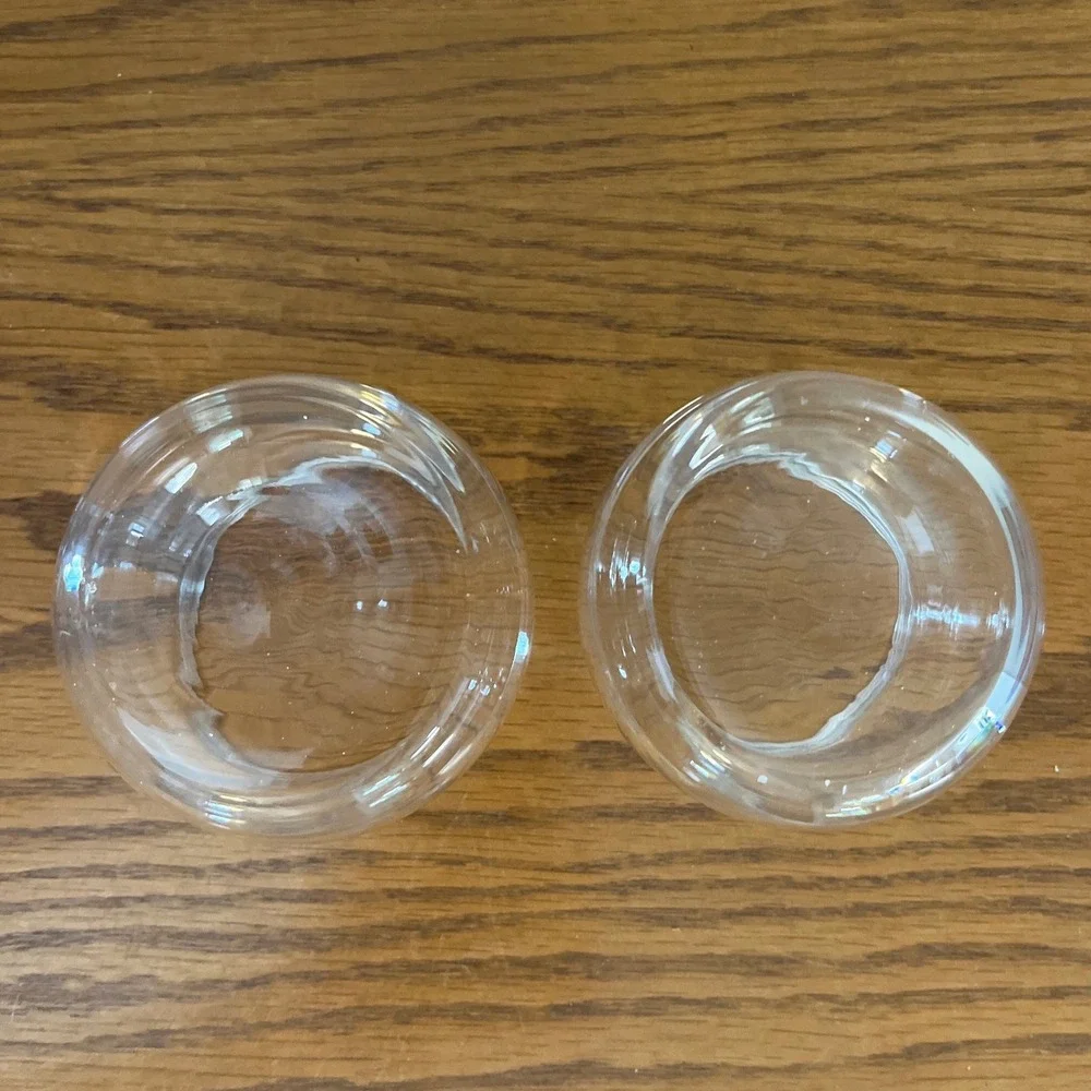 Set of 2 Glass and Metal‎ Condiment Jars Slotted Lid Silver Gold Trinket Jar